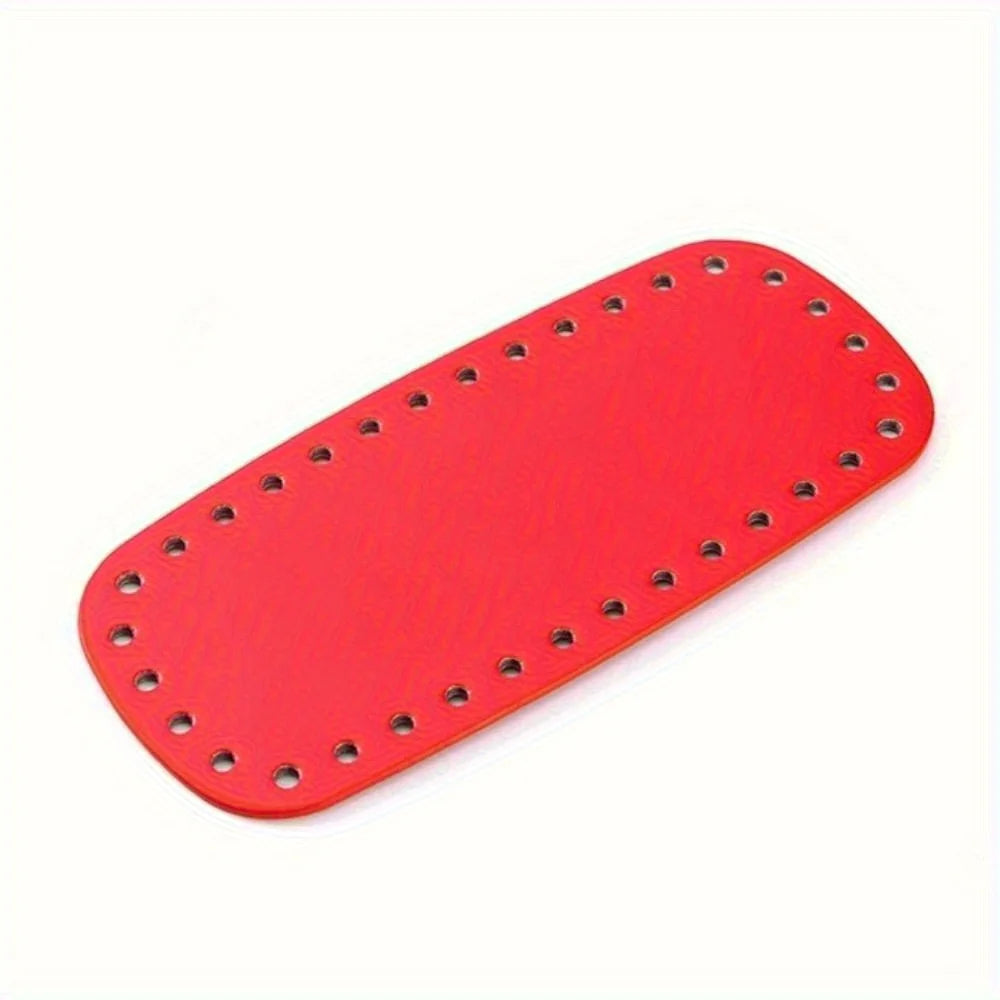 PU Leather Crochet Bag Bottom With Holes, Oval DIY Handmade Purse Base For Making Bags Qme Red