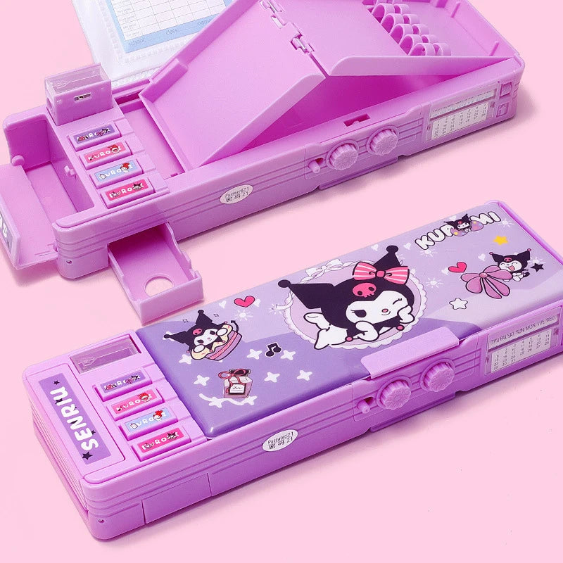 Melody Combination Lock Pencil Case Kuroomi Large-Capacity Multifunctional Student Pencil Case Qme