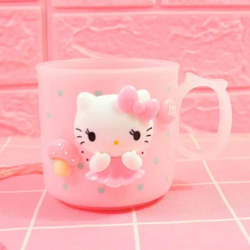 Hello Kitty Cartoon-themed Couple's Toothbrush Cup Mouthwash Bathroom Qme 5