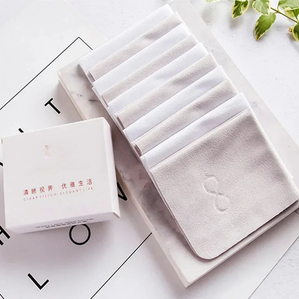 5/10Pcs Suede Glasses Clean Microfiber Glasses Cleaning Cloth For Lens Phone Screen Cleaning Wipe High Quality Qme White Grey 10Pcs