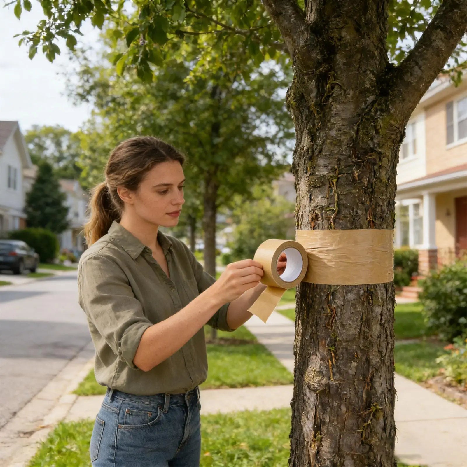 Fruit Tree Protection Tape 164 Ft x 2 Inch Cicada Tree Wrap Protection Tape Sticky Barrier Bark Shield Plant Protector for tree Qme