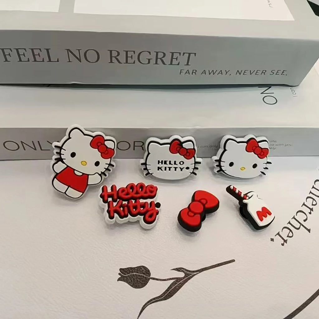 6 Hello Kitty Shoe Decor Cute Hole Shoes KT 3D Accessories Buckle Qme