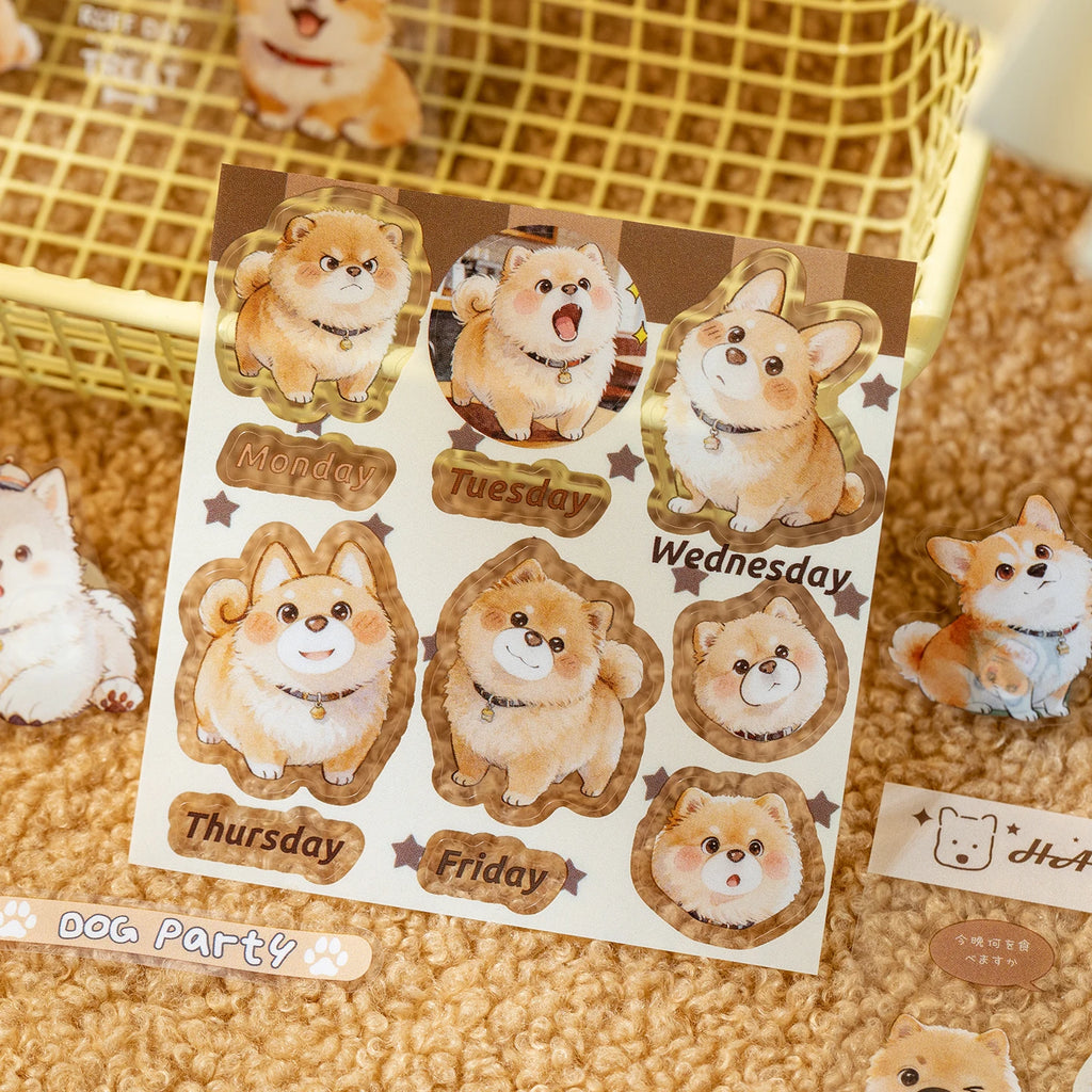 TIANZI 20/80 Pcs Cute Cat and Dog Theme PET Die cut Stickers book Retro Cartoon Handmade Scrapbooking Handbook Phone Stickers Qme