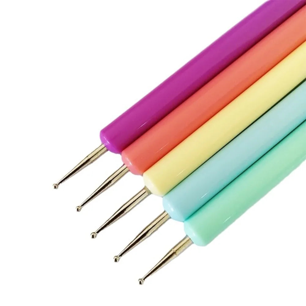 5Pcs Double End Nail Dotting Pen Set, Macaron Color Stainless Steel Dotting Tools For Nail Art DIY Clay Pottery Drawing ﻿ Qme
