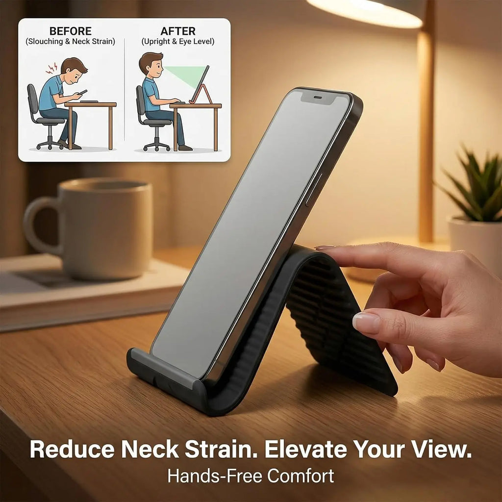 Flexible Foldable Silicone Phone Holder Portable Adjustable Multi-Angle Desktop Stand For iPhone iPad Laptop Tablet Home Office Qme