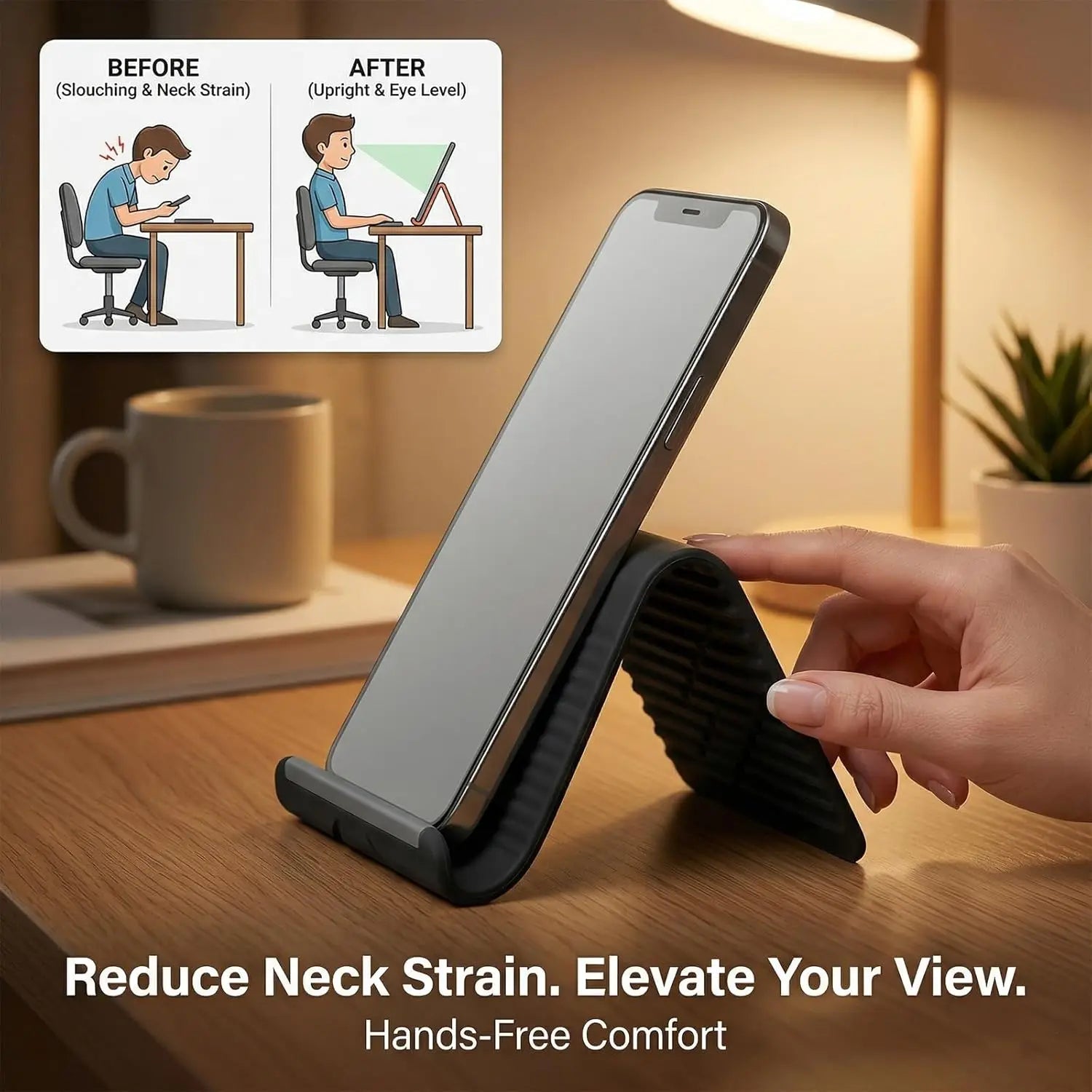 Flexible Foldable Silicone Phone Holder Portable Adjustable Multi-Angle Desktop Stand For iPhone iPad Laptop Tablet Home Office Qme