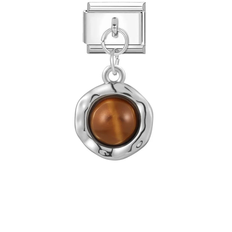 2026 Colorful Zircon Crystal Pendant Italian Charm Link Fit Stainless