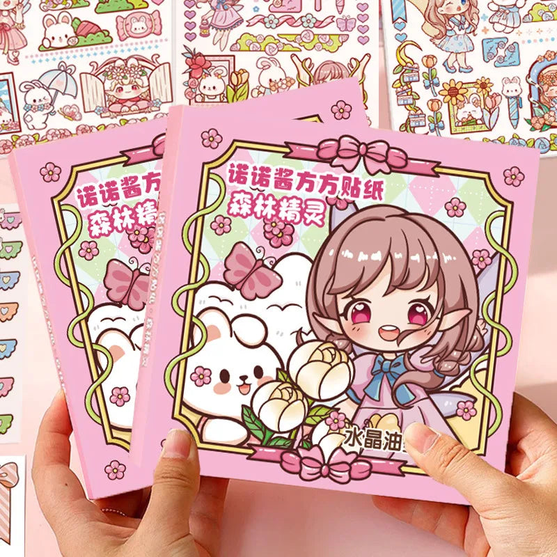 Cute Stickers Cartoon Ins Style Girls and Children and Paper Handbook Stickers Decorative Materials Hand-cut Kids Sticker Qme