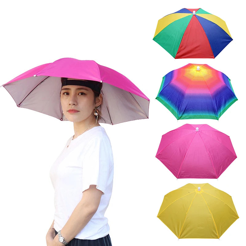 Anti-rain Headwear Brolly Cap Head Umbrella Elastic Band Waterproof Qme
