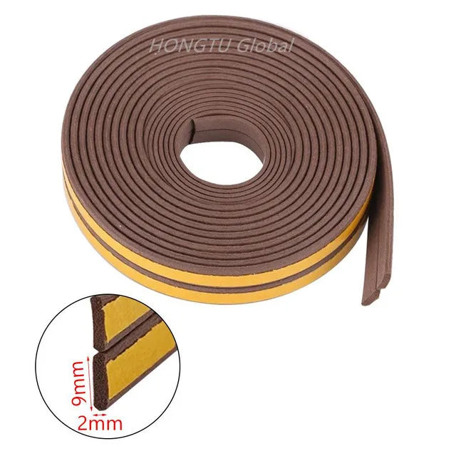 Rubber Foam Window Door Seal Self Adhesive Windproof Tape Door Joint Filler Collision Avoidance Soundproof Sealing Strip Qme brown I Type 15 Meter