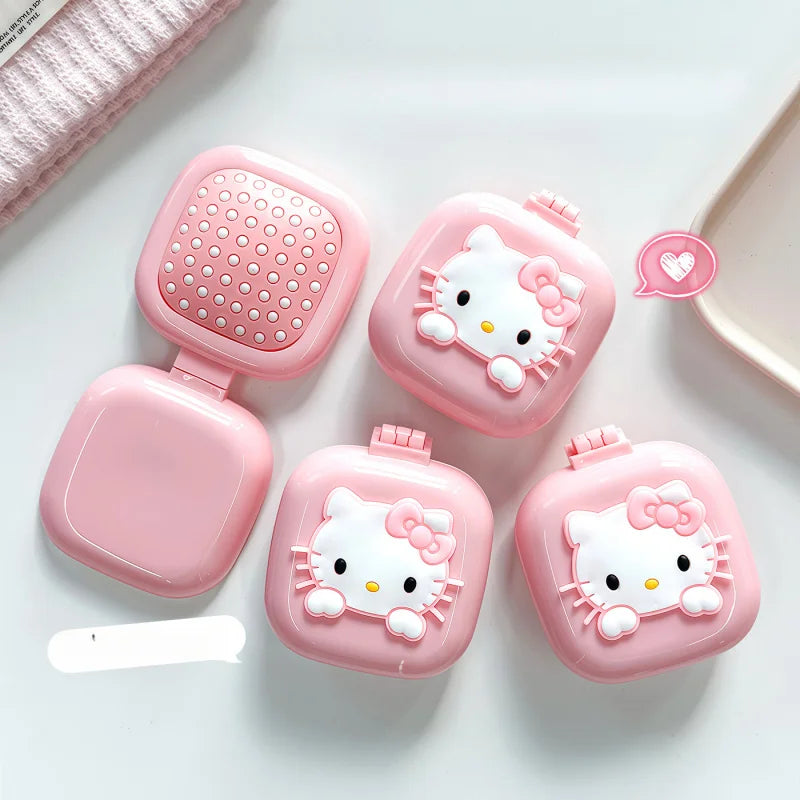 Hello Kitty Cute Folding Air-Cushion Comb Compact and Portable Air-Cushion Comb Air-Cushion Comb with Scalp Massager Qme
