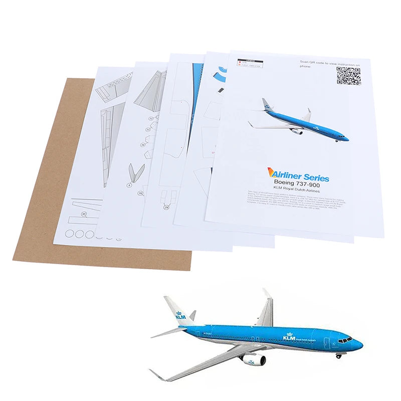 1 100 Boeing 737 Aircraft Dutch Airlines 3D Paper Model DIY Handmade Qme