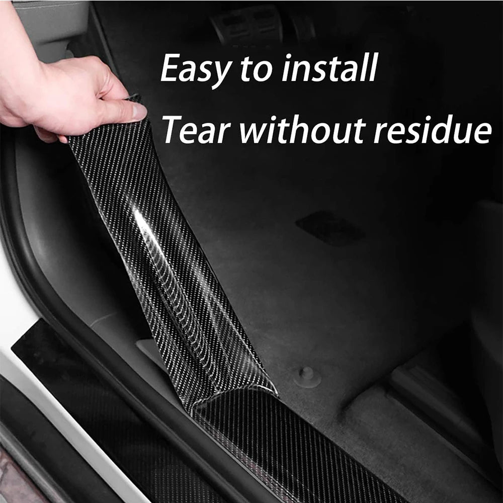 3D Nano Carbon Fiber Car Tape Black Car Door Edge Guards Side Mirror Anti-Scratch Collision Strip Waterproof Protector Film Tape Qme