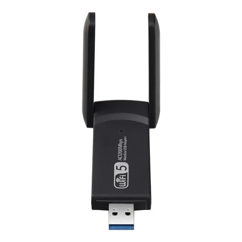 New 1200Mbps 802.11AC Wifi Adapter Dual Band 2.4Ghz 5.8GHz USB 3.0 Antenna Dongle Network Card for Laptop Desktop Qme black