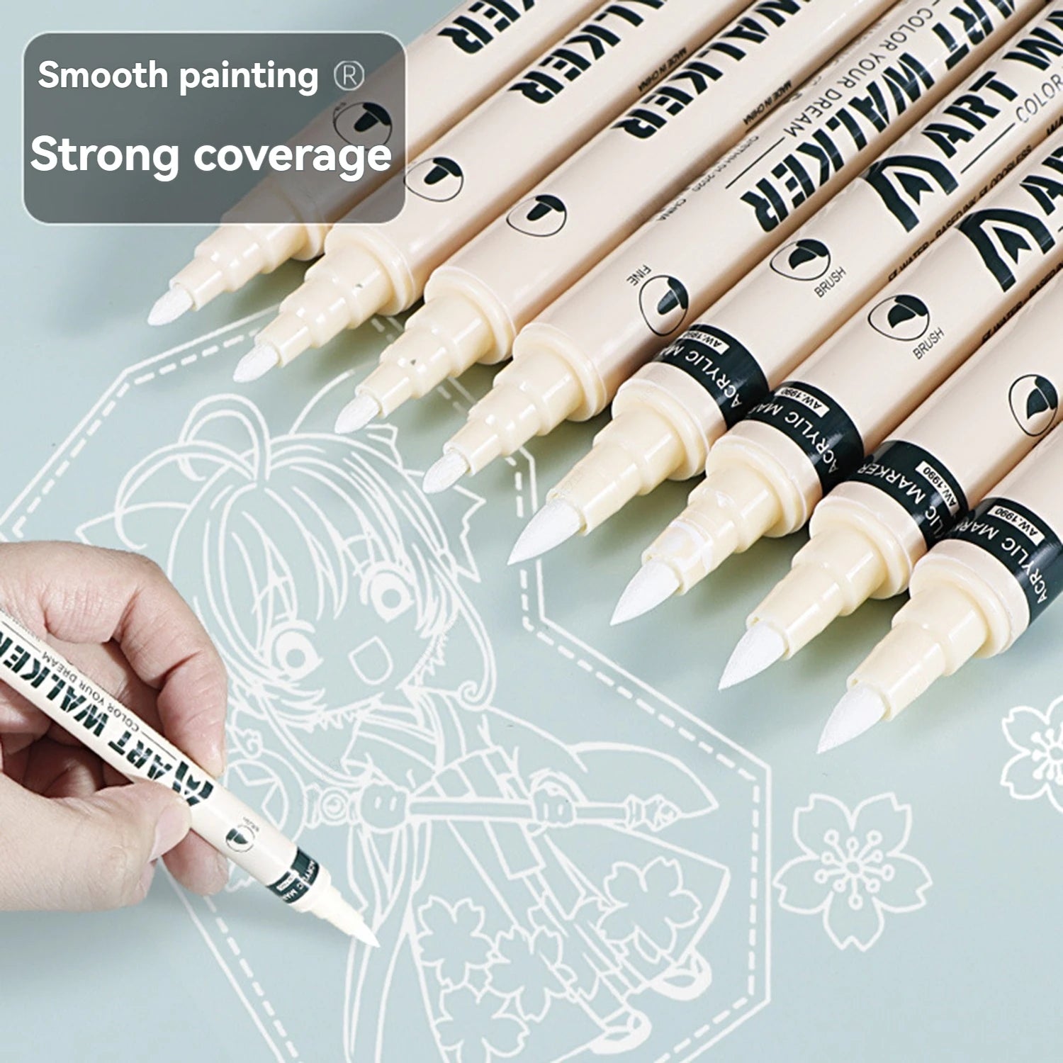 4Pcs Art Dual Tip Acrylic Black/White/Gold/Silver Paint Marker Pens, Suitable For Rock Painting,Glass, DIY Process Paint Set Qme