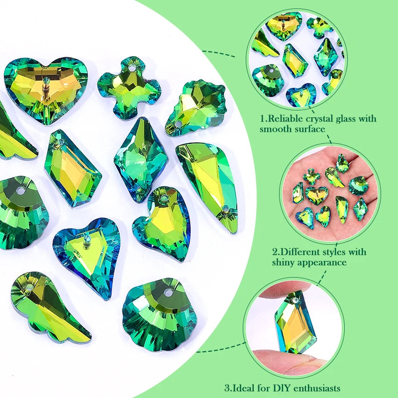 Crystal Multi -shape Pendants Shiny Single Hole Glass Beads For Jewelry Making Supplies Earring Necklace Jewelry Accessories Qme