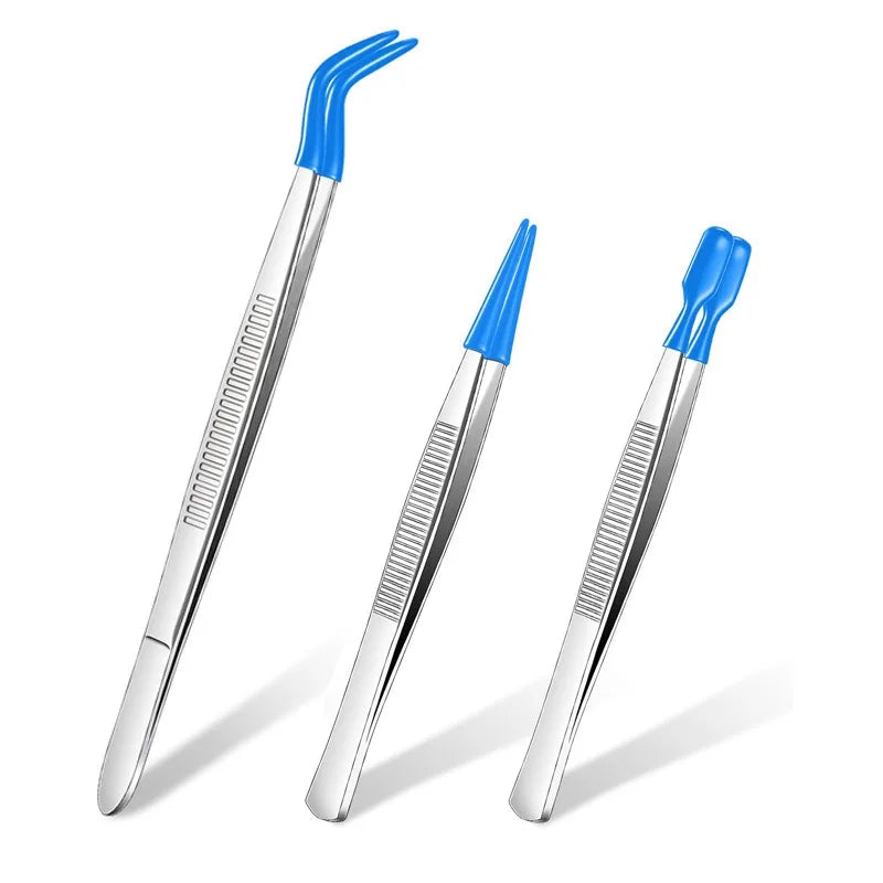 Tweezers Rubber Tips PVC Silicone Coated Non Marring Flat Tip Bent Qme