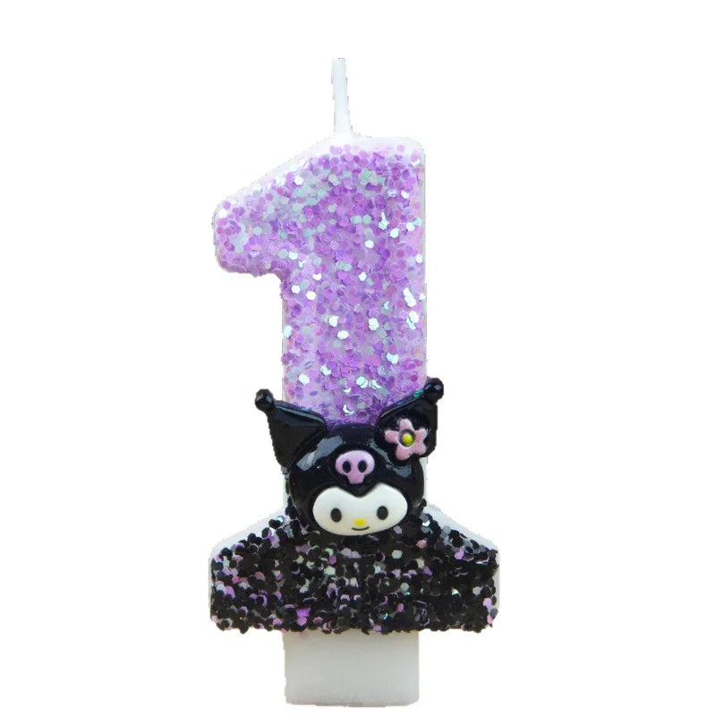 Kuromi Themed Birthday Candles 0-9 Numbers Cartoon Cake Topper Decorations for Kids Party Supplies Qme