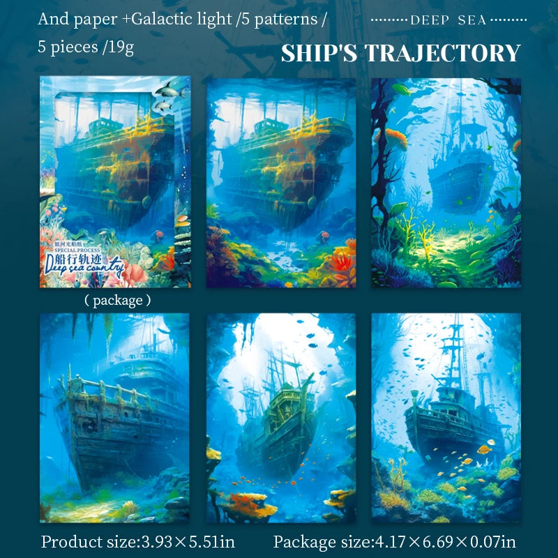 5pcs/pack PET Blue Ocean landscape Stickers Aesthetics Stationery DIY Scrapbooking Materials Collage Junk Journal Decor Stickers Qme 1