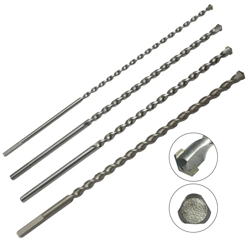 300mm Long Masonry Concrete Impact Drill Bit Triangle Shank 6 8 10 12 16mm Drilling Bits For Penetrating The Wall Power Tool Qme