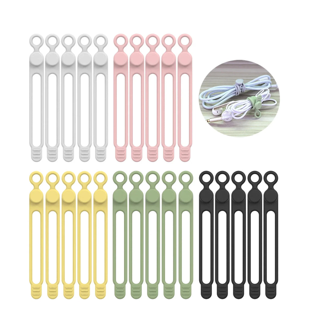Silicone Cable Ties,Cord Organizer,Cable Straps,Reusable Cord Ties,Travel Cable Organizer ,Cute Elastic Tie, Wire Ties Qme