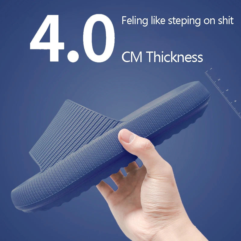 Cloud Sliders Women Men Non-Slip Bathroom Slippers Summer Soft Flip Flop Pillow Sliders Platform Pool Sliders Shower Shoes for I Qme A-Navy Blue 4.0cm 38-39