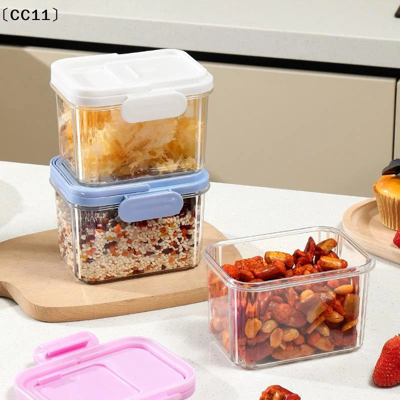 Airtight Plastic Food Storage Containers Handle Lids Leakproof Qme