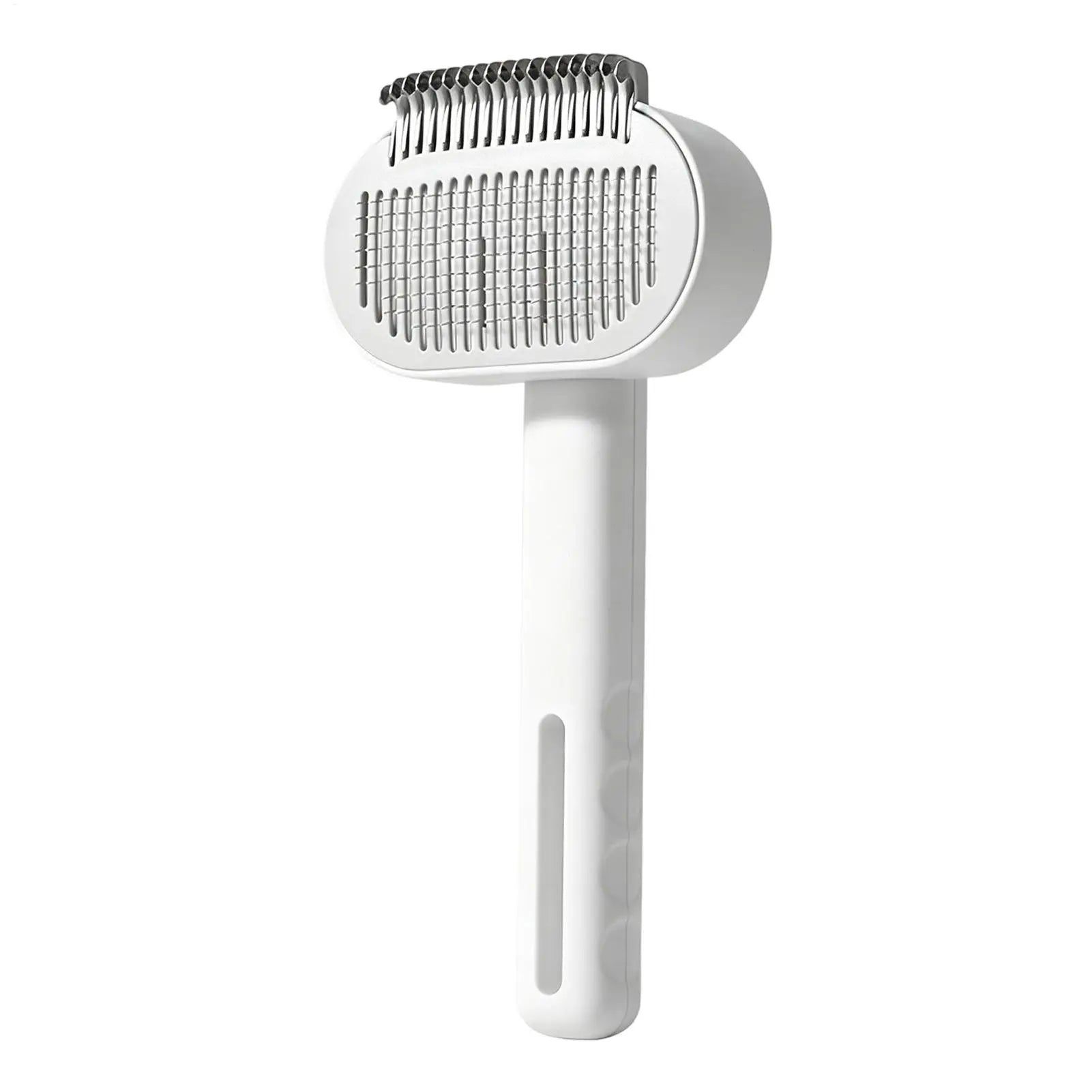 Dog Grooming Brush Adjustable Teeth Self-Cleaning Shedding Dog Hair Brush Cat Comb for Long Short Thick Small Medium Large Breed Qme White CN