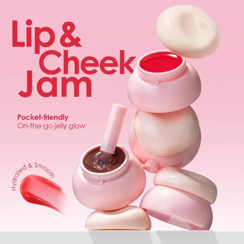Long-lasting Moisturizing Solid Lip Jelly Red Tinted Lip & Cheek Jam Lip Balm Smooth Gloss Jelly LipGloss Water Light Lipsticks Qme