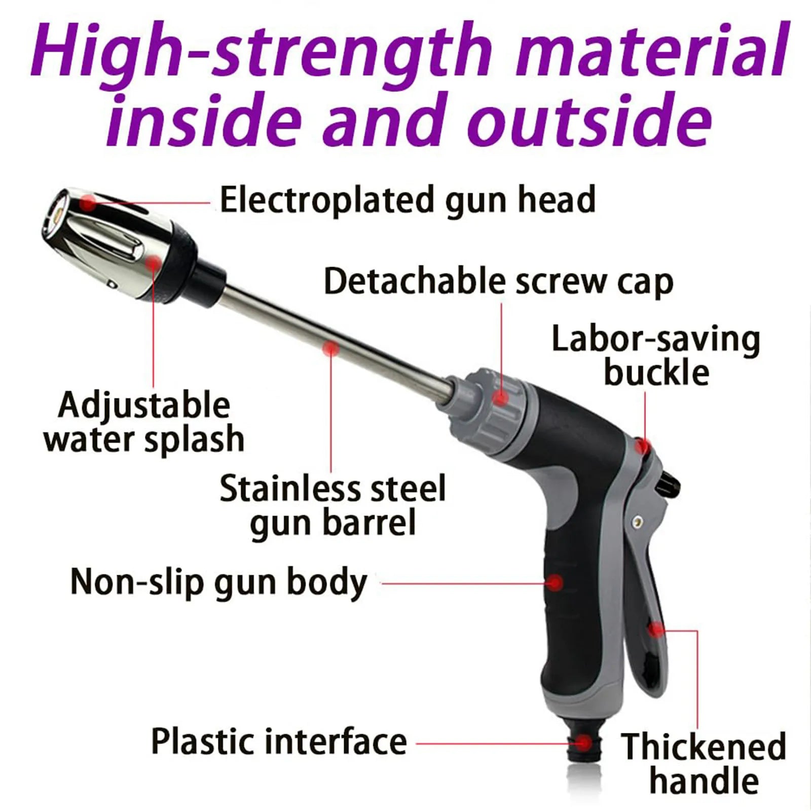 Portable Multifunctional Pressure Long Pole Washers Gun Garden Sprinkler Heavy High Pressure Water Irrigation Watering Tool Qme