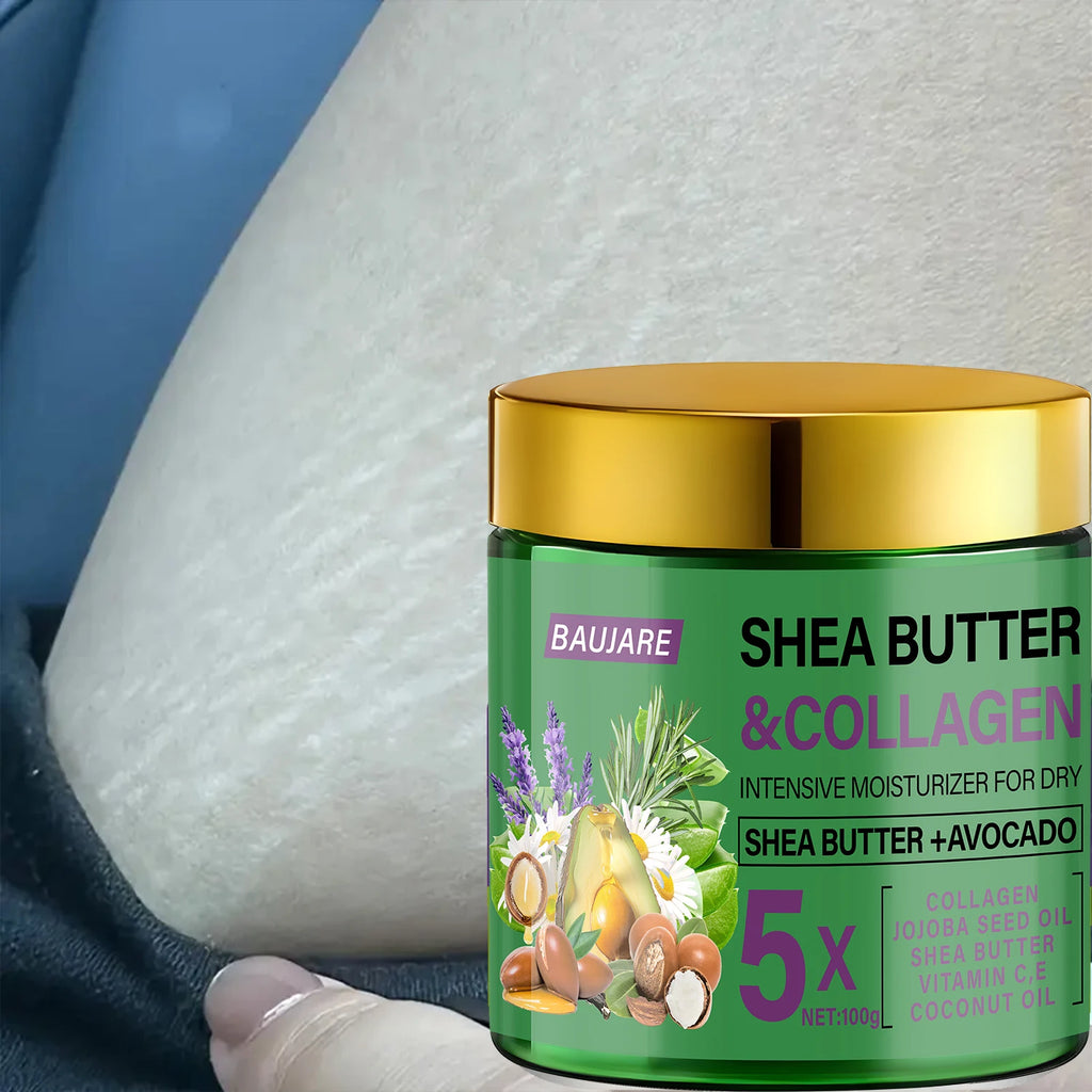 Shea Butter & Collagen Face Cream - Intensive Moisturizer for Dry Skin with Avocado & Hyaluronic Acid Qme