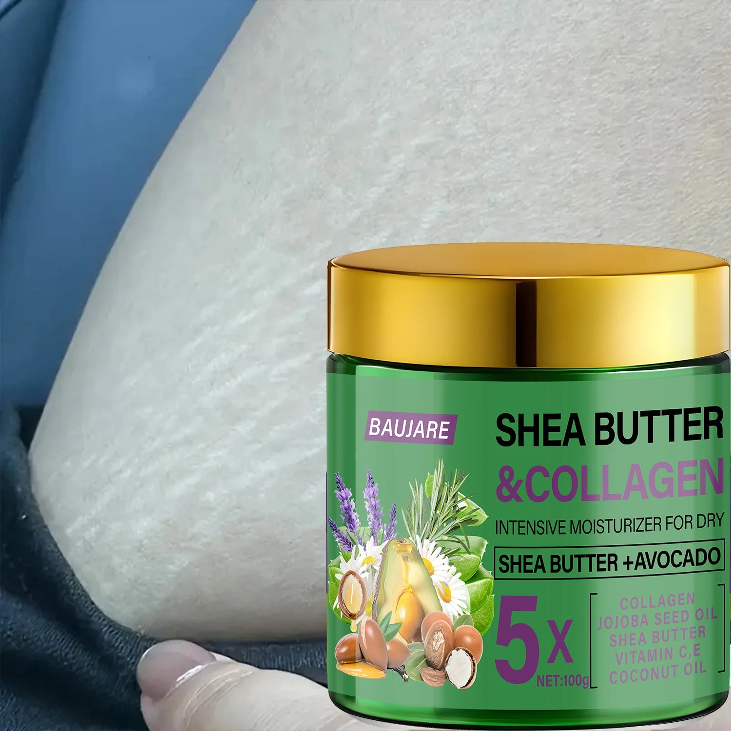 Shea Butter & Collagen Face Cream - Intensive Moisturizer for Dry Skin with Avocado & Hyaluronic Acid Qme