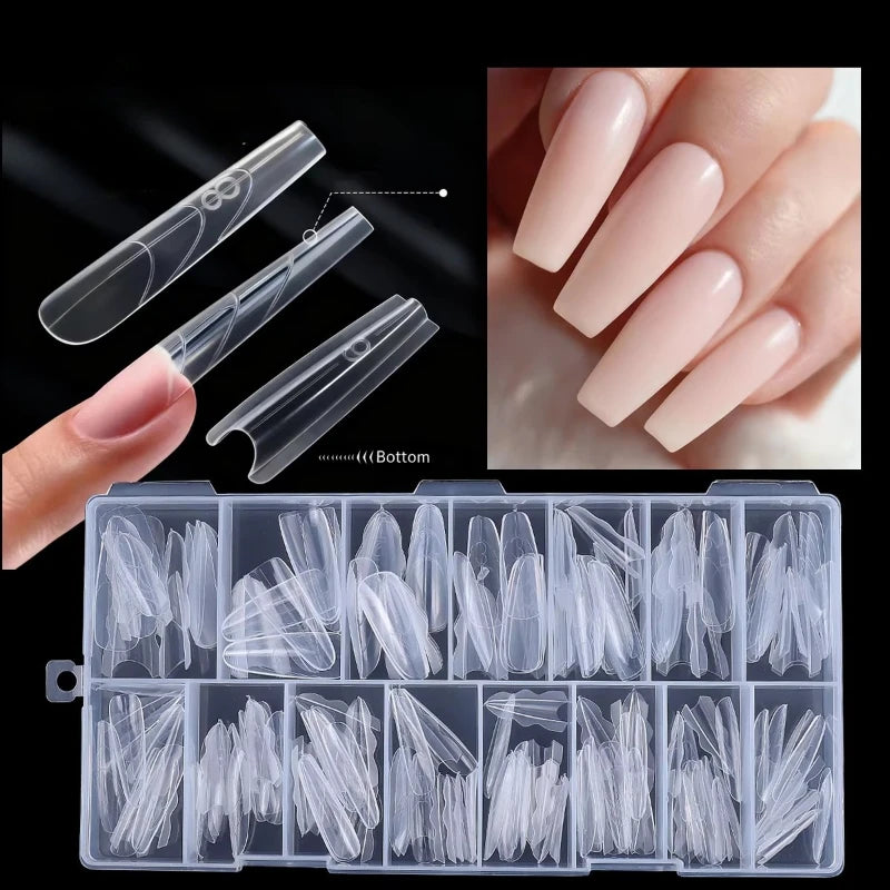Sandwich Dual Nail Forms 180pcs 15size NEW 2025 Extensions-Dual Forms Coffin Almond Nail Forms Manicure Top Mold Bottom Mold Qme