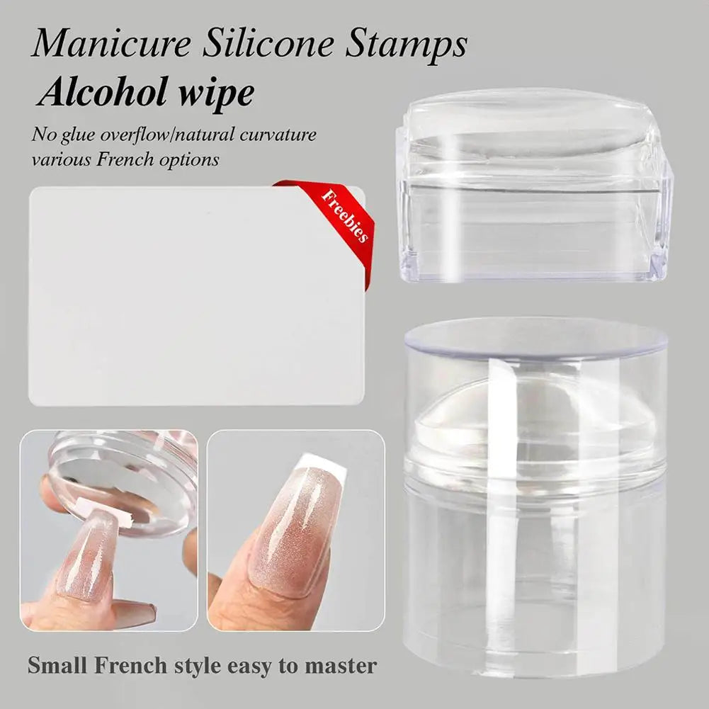 Nail Stamper French Art Clear Silicone Stamping Scraper Round Qme