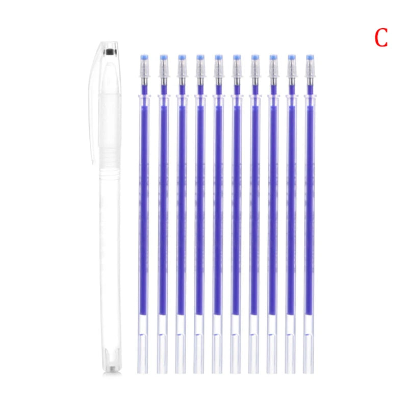 10pcs Heat Erasable Pen High Temperature Disappearing Fabric Marker Qme C