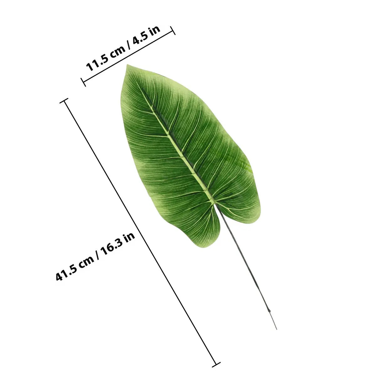 2Pcs Artificial Green Leaves with Flexible Steel Stem for Home Party Jungle Theme Decor Photo Prop Premium Plastic Fabric Faux Qme