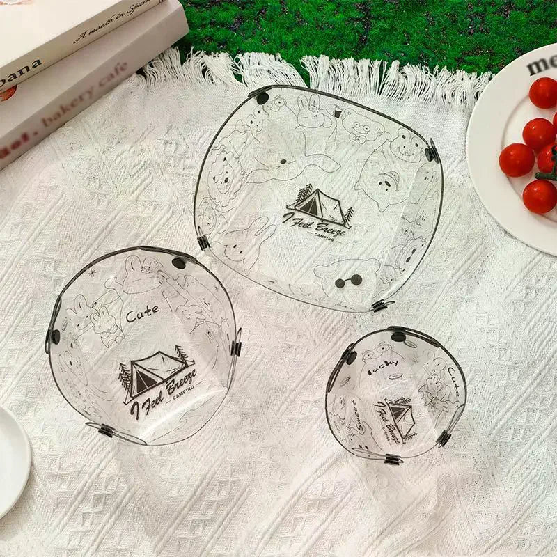 1 Foldable Bowls Cups Plates Food-safe PP Material Portable Tableware Qme