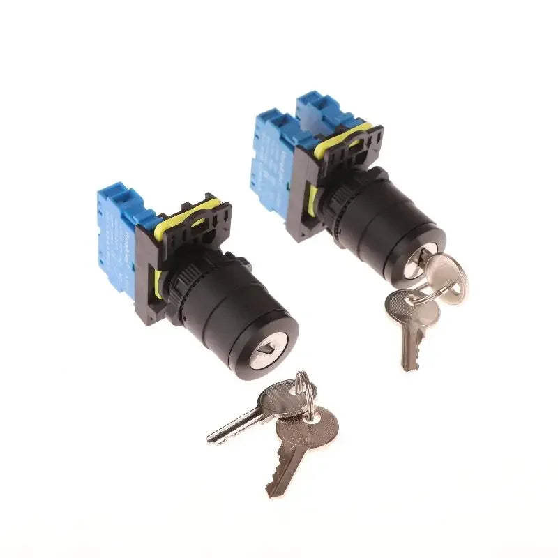 12v 220v 10A 2/3 Position 1/2NO 1/2NC On Off Knob Button Rotary Switch Selector With Keys 22mm LA36M Key Switch Qme