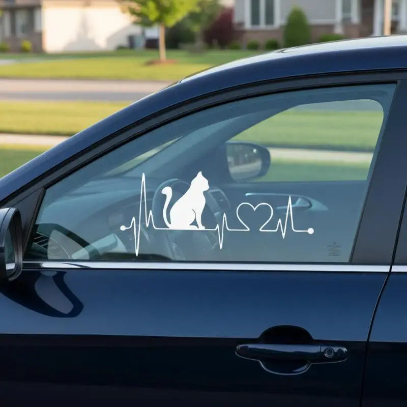 Car Sticker Pet Cat Heartbeat Lifeline Creative Truck Automobiles Qme