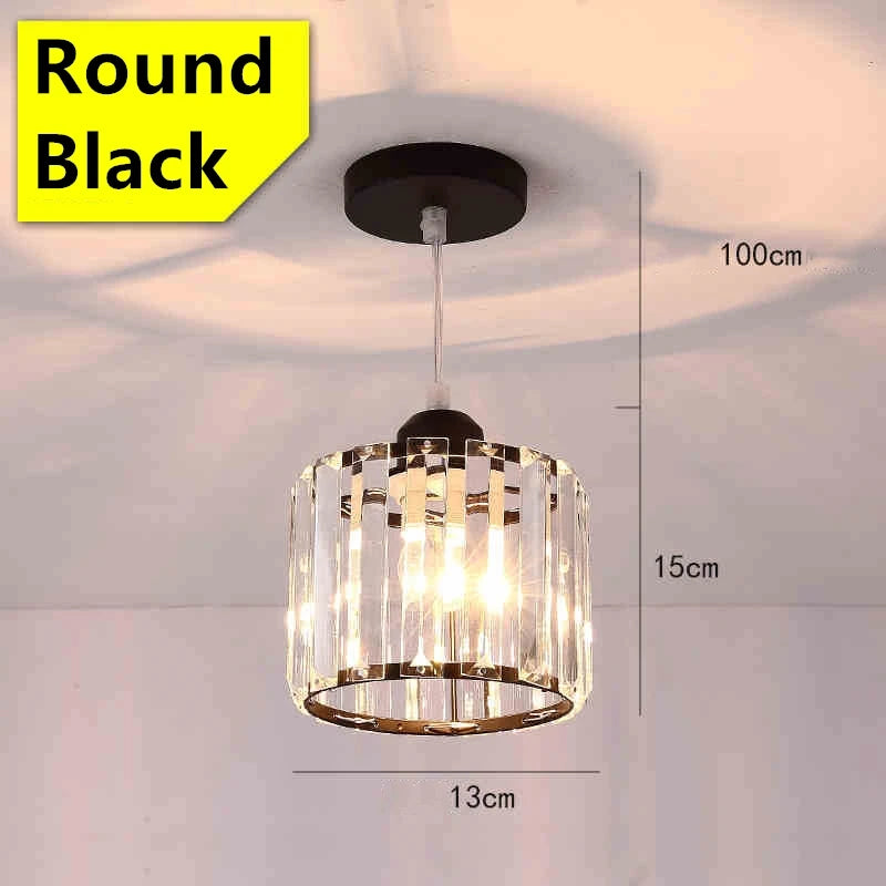 LED Creative Personality Crystal Ceiling Lamp Bedroom Restaurant Modern Simple Corridor Entrance European Style Small Chandelier Qme Round Black
