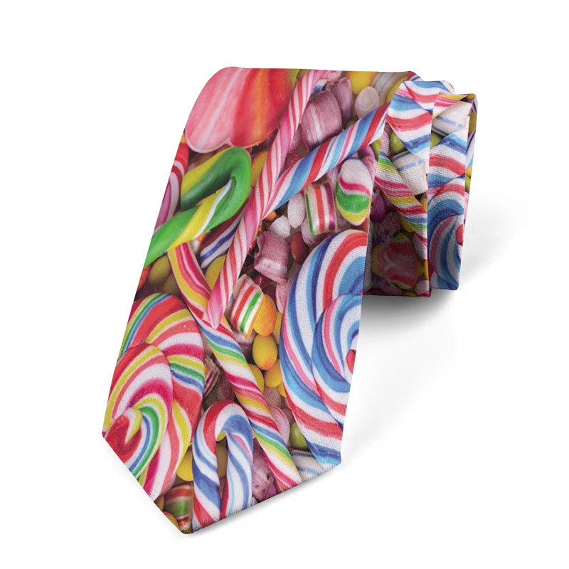 Funny Candy Snacks Printed Tie Unisex Casual Creative Novelty Men's Qme style2
