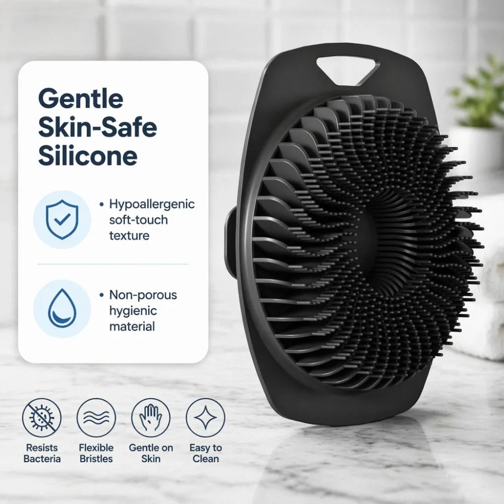 Soft Silicone Body Scrubber Sensitive Skin Non Slip Shower Brush Qme
