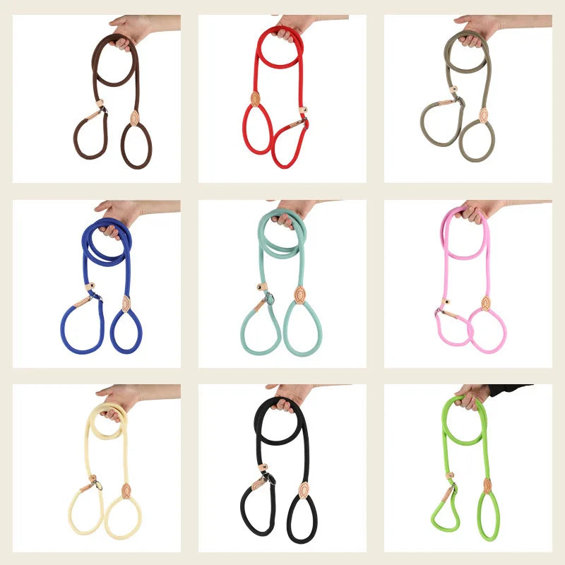 B 1.5M Dog Leash Slip Rope Lead Leash Heavy Duty Braided Rope Adjustable Loop Collar Training Leashes for Medium Large Dogs Qme