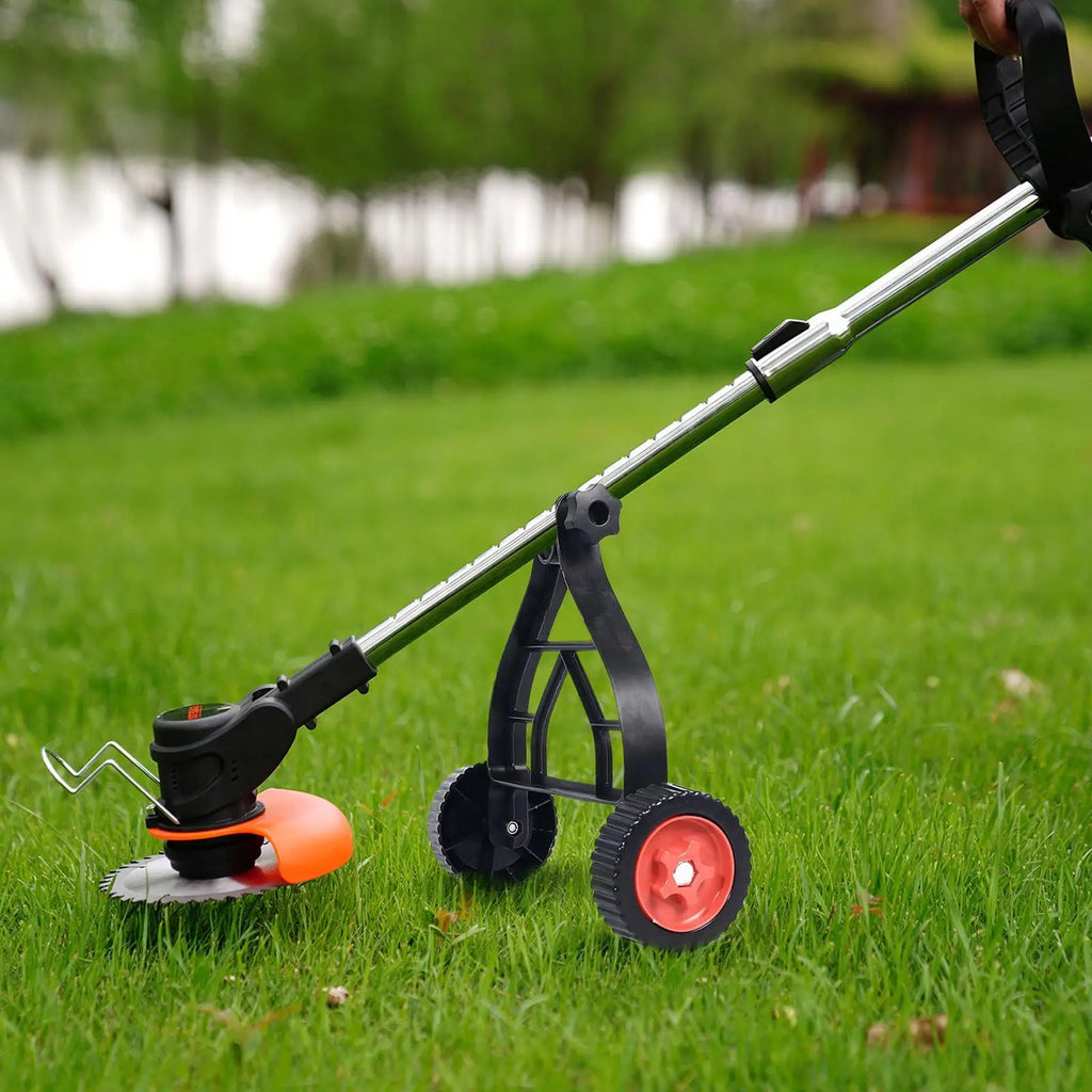 Adjustable String Trimmer Support Wheels Push Lawn Mower Stand Qme