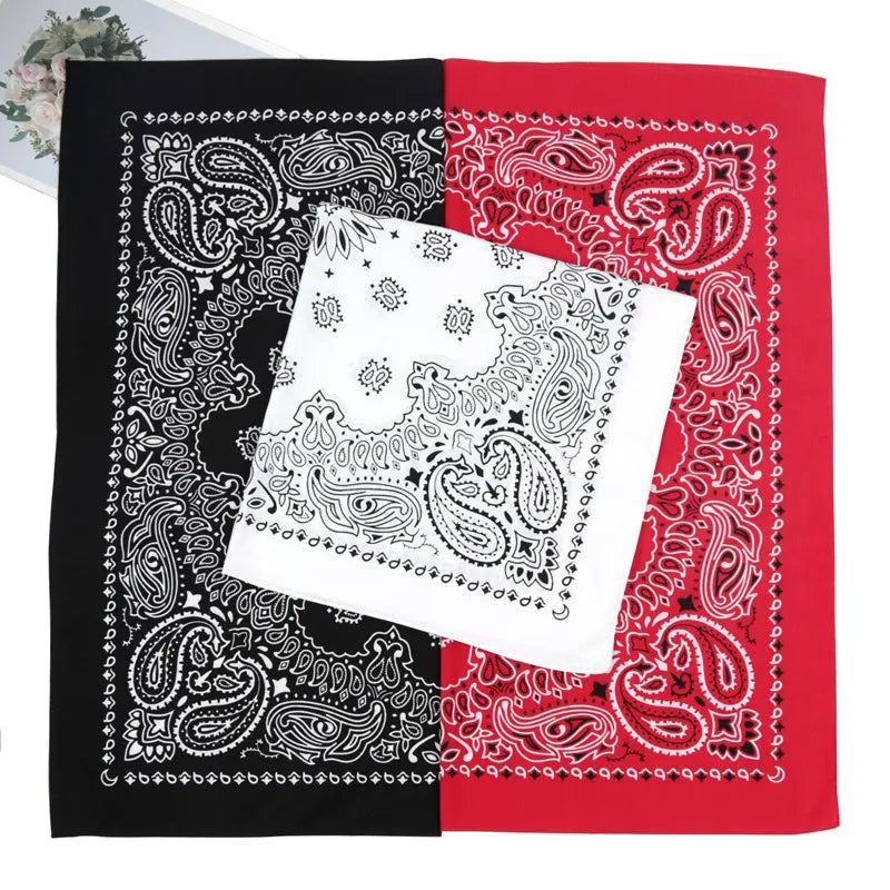 70 Unisex Women 100 Cotton Black Hip-hop Paisley Large Bandana Scarf Qme