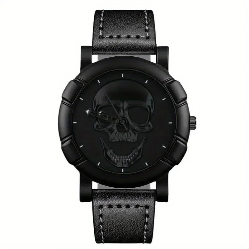 Fashion Mens 3D Skull Casual Quartz Wristwatch, Sports Watch Qme