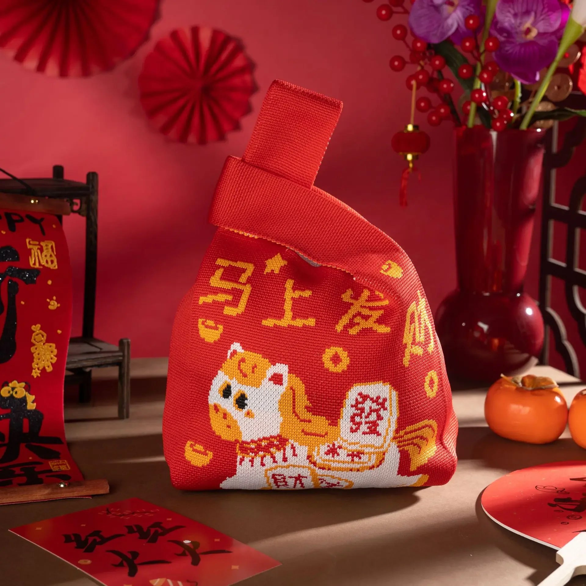 2026 Horse Year Cartoon Mascot Pony Knitted Bucket Bag Women Fashion