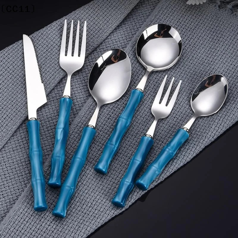 Bamboo Handle Acrylic 304 Stainless Steel Cutlery Tableware Knife Qme