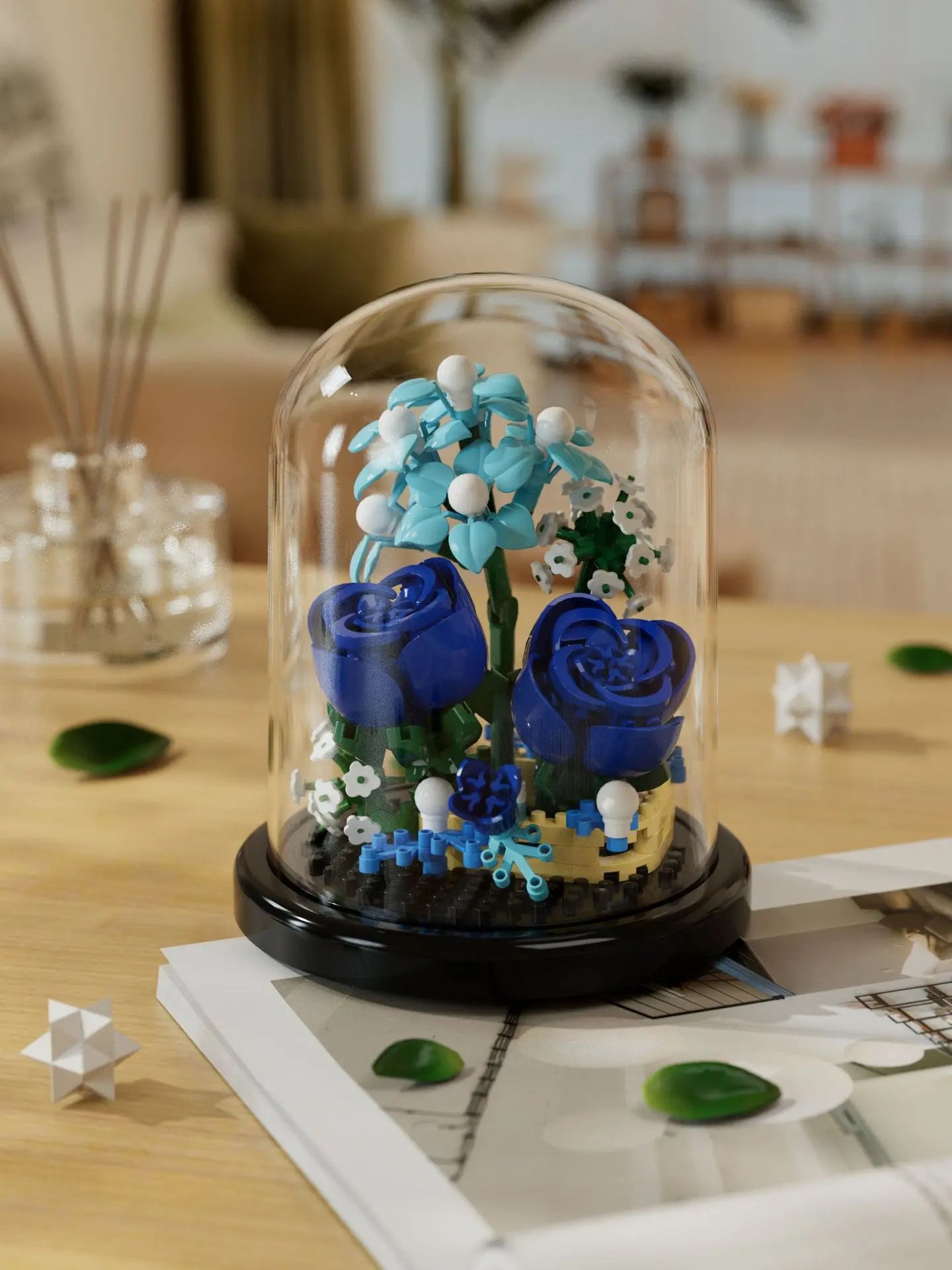 Flower Bouquet Bonsai Building Blocks Artificial Plastic Plant Dust Cover Micro Model Home Decoration Toys For Kid Birthday Gift Qme 270pcs