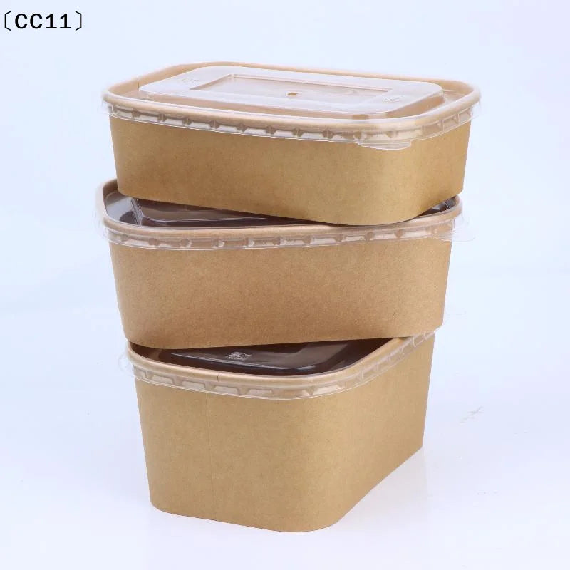 Disposable Lunch Box Kraft Paper Square Fast Food Packing Boxes Bowls Qme